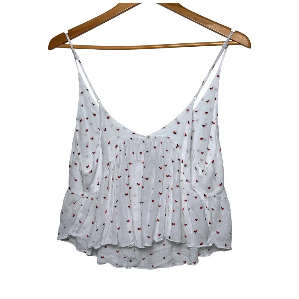 Intimately Free People Riviera Heart Print Babydoll Cami Tank Top Size XS